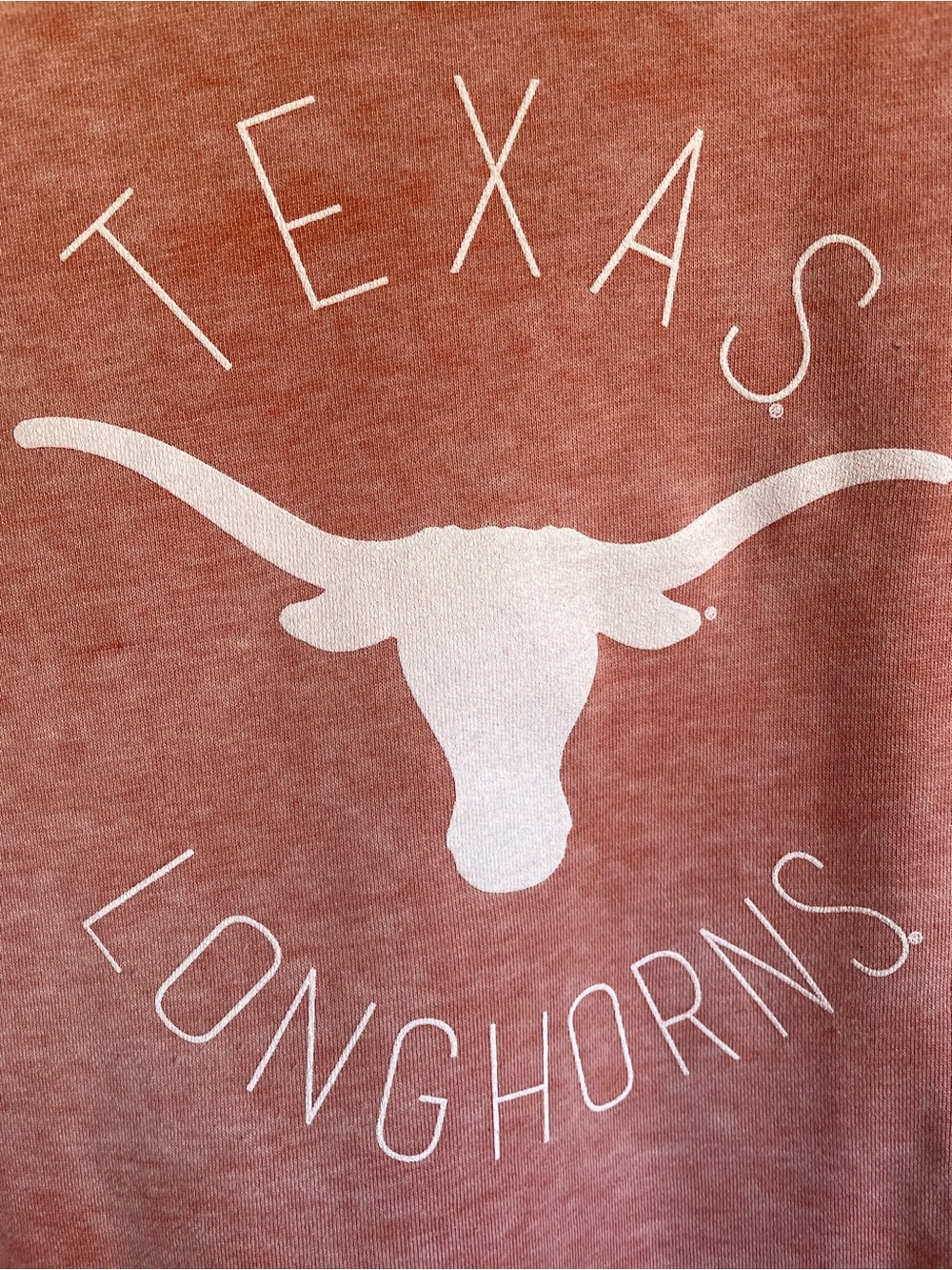 Pressbox Washed Coral Texas Longhorns Crewneck Sweatshirt Oversized Curved Hem - Picture 2 of 6